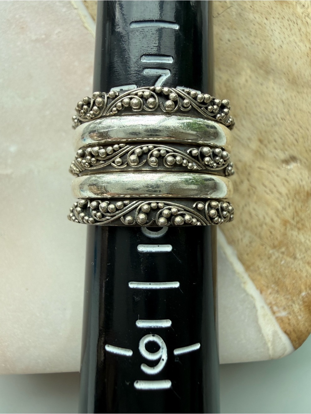 Lois Hill Sterling Silver Textured Stackable Band Set - Women's Rings - Size 8